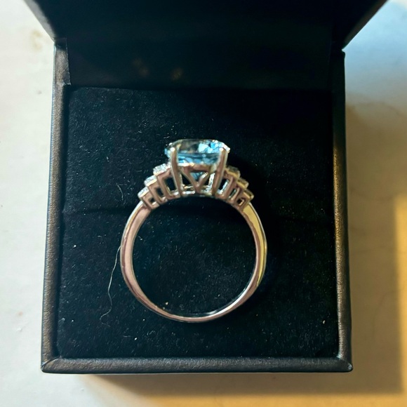 SOLD Effy Aquamarine & Diamond Ring 14kt WG MSRP $3,750 with Effy Certificate - Picture 3 of 16